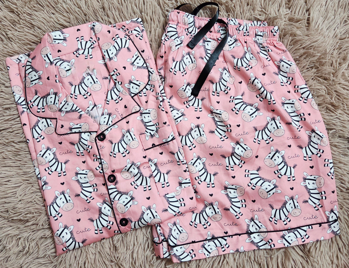 Pink ZEBRA Shorts Set