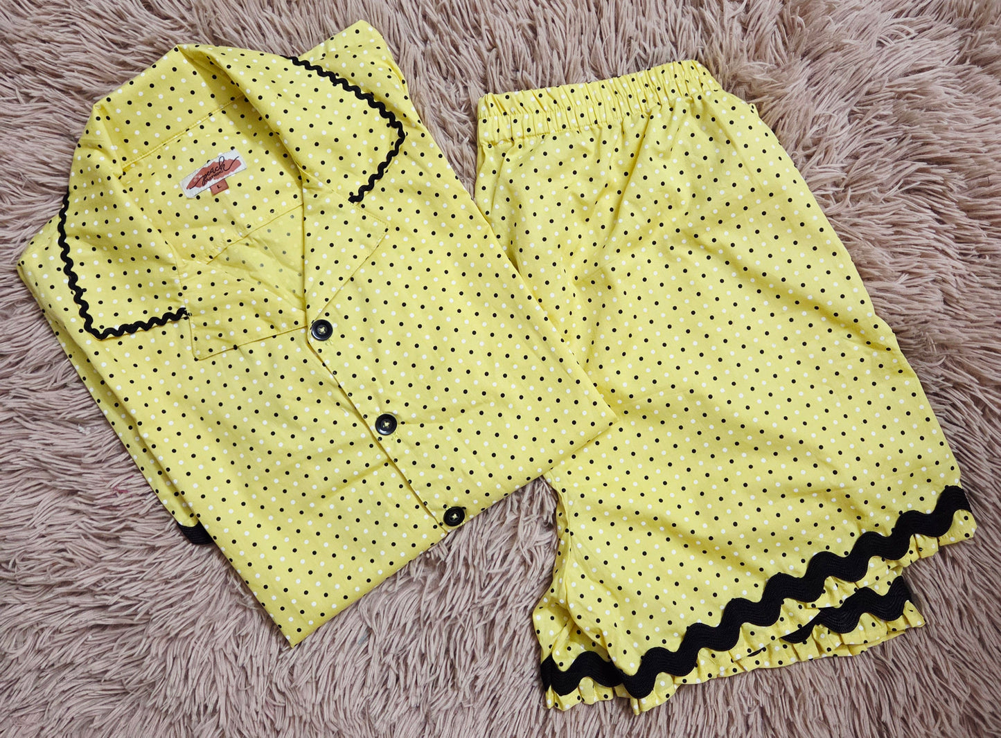 Yellow Polka Dots Shorts Set