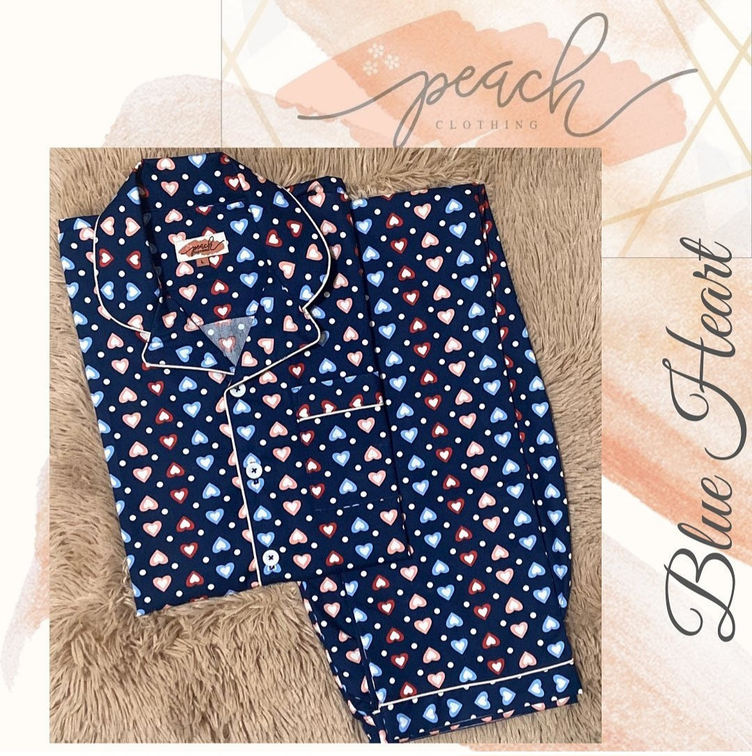 BLUE HEART NIGHT SUIT SET